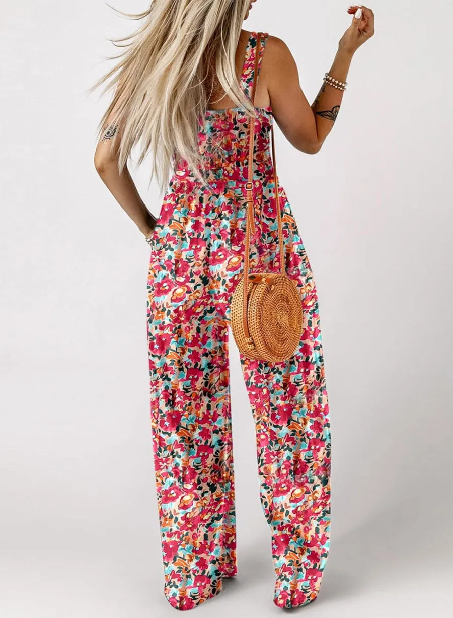 Smocked Print Jumpsuit – Wide-Leg & Flattering Fit