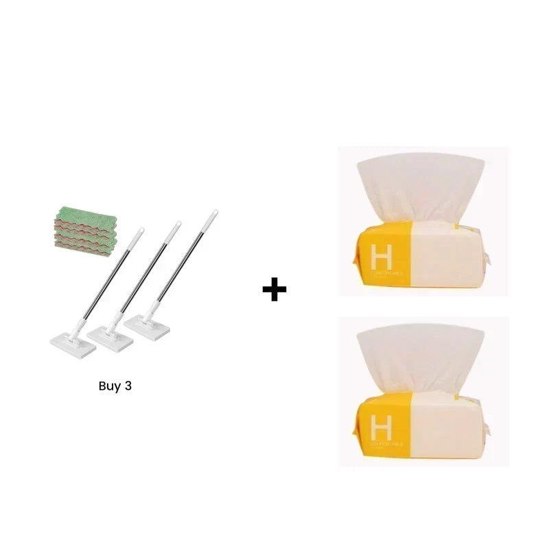 ⏳Time-Limited Special⏰Extendable Telescopic Disposable Flat Clip Mop, 360° Swivel Lightweight Floor Mop -✨Multi-purpose Cleaner for Hardwood, Tile, Kitchen & Bathroom