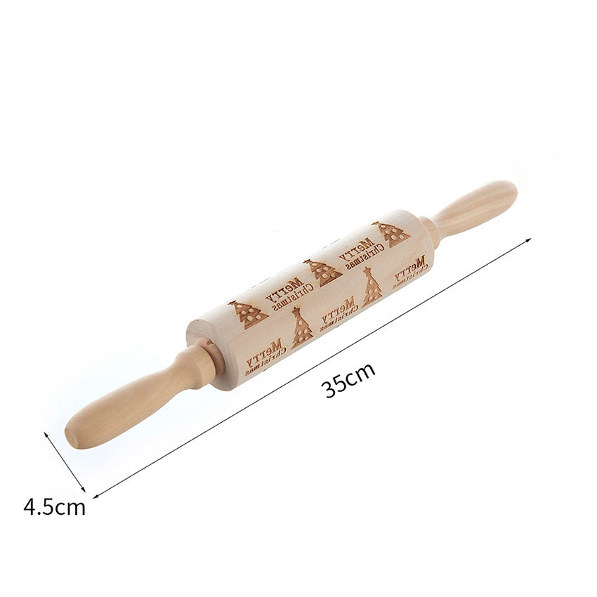 Stamp Cookies Instantly! No-Stick Engraved Beech Rolling Pin