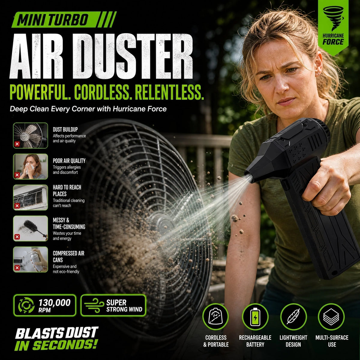 Dry & Clean Instantly! 110,000 RPM Turbo Blower Fan