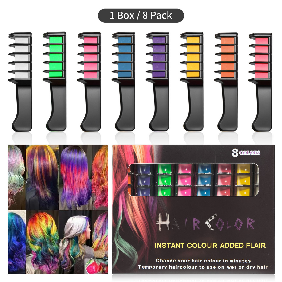 Color Hair Instantly! No-Stain 10-Piece Hair Chalk Set