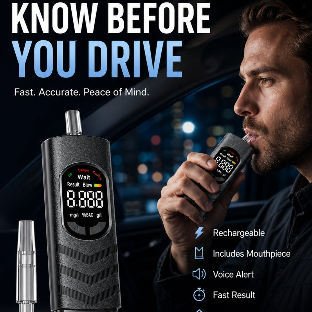 ⏳🔥LIMITED-TIME 50% OFF! ⏰Digital Breathalyzer – Voice Alert & USB Rechargeable Design, No More Risky Driving