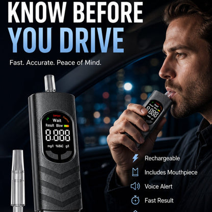 ⏳🔥LIMITED-TIME 50% OFF! ⏰Digital Breathalyzer – Voice Alert & USB Rechargeable Design, No More Risky Driving