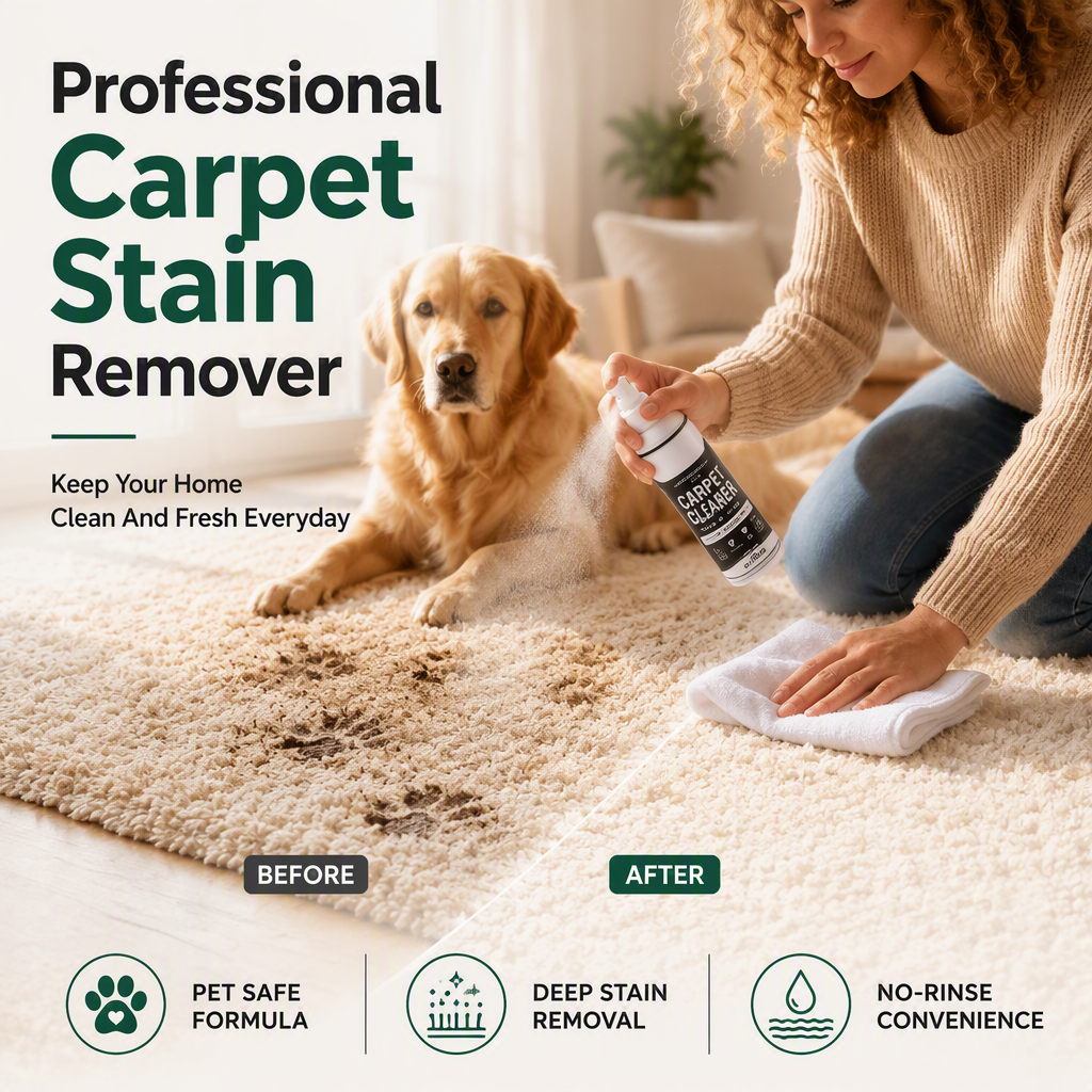 Erase Stains Instantly! No-Scrub Deep Clean Carpet Spray