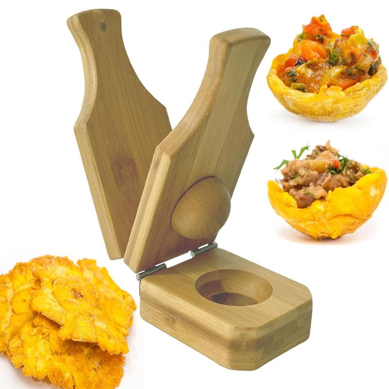 Press Tostones & Cups Instantly! 2-in-1 Bamboo Plantain Press
