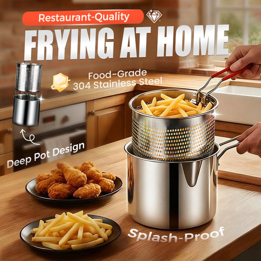 Fry Crispy Food Instantly! No-Splash Oil-Saving Stainless Fryer