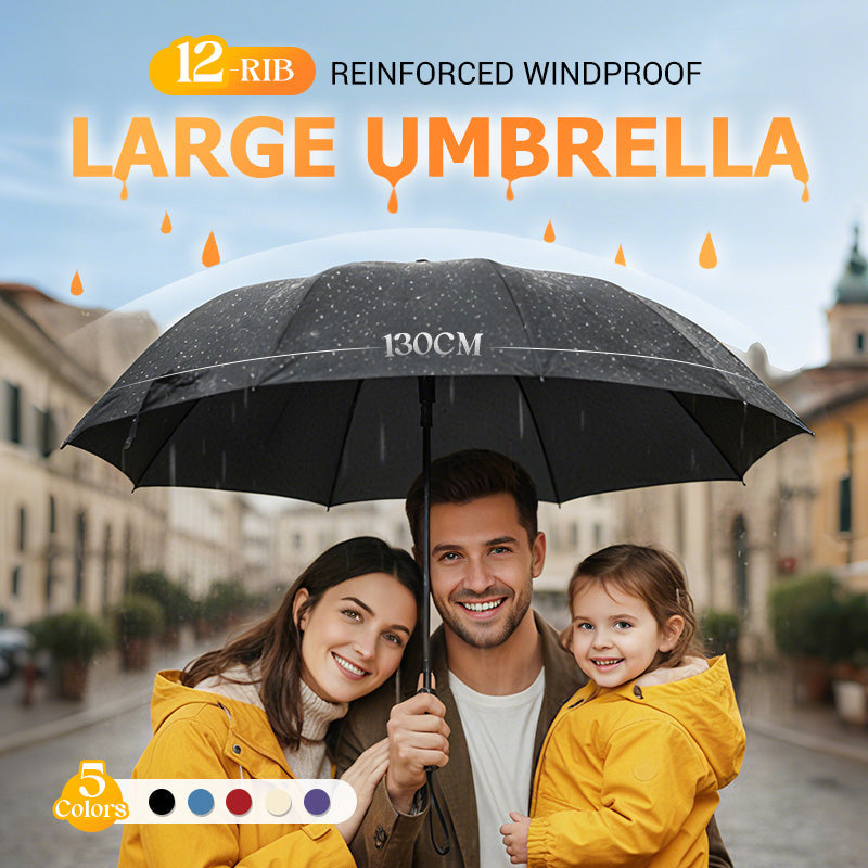 Stay Dry Instantly! No-Flip 12-Rib Reverse Windproof Umbrella