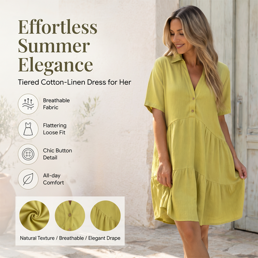 Cotton-Linen A-Line Dress – Breathable, Everyday Chic