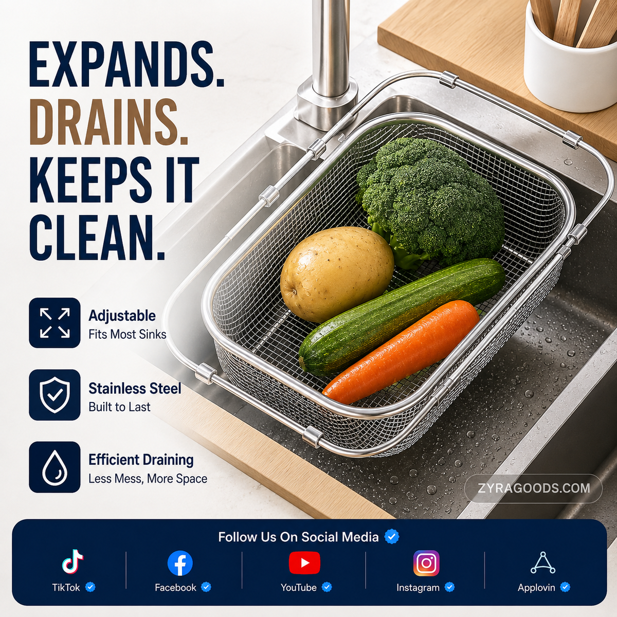 Dry Dishes Instantly! Stainless Steel Over-Sink Rack