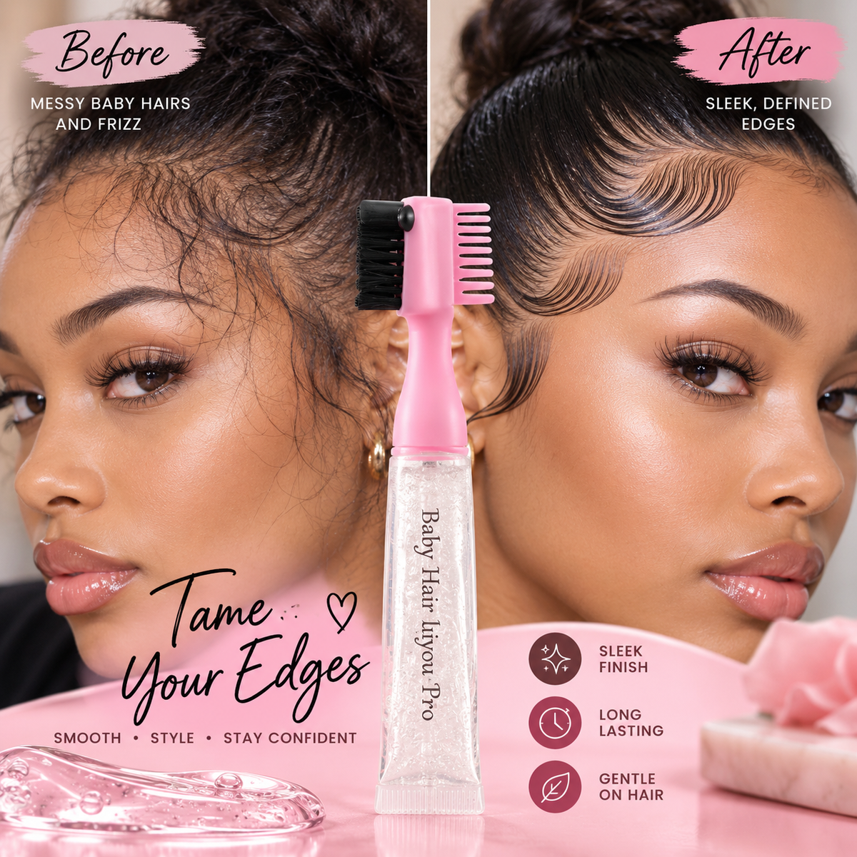 Smooth Edges Instantly! Brush-In Edge Control Gel Kit