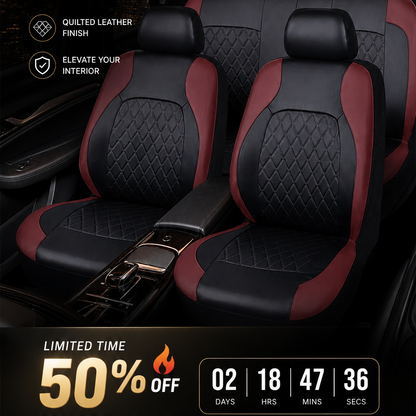 📢📢50% OFF !! ⏰Universal Quilted Seat Covers – Airbag Safe & Faux Leather Design