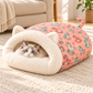 Give Pets A Cozy Hideaway Instantly! Semi-Enclosed Plush Pet Bed