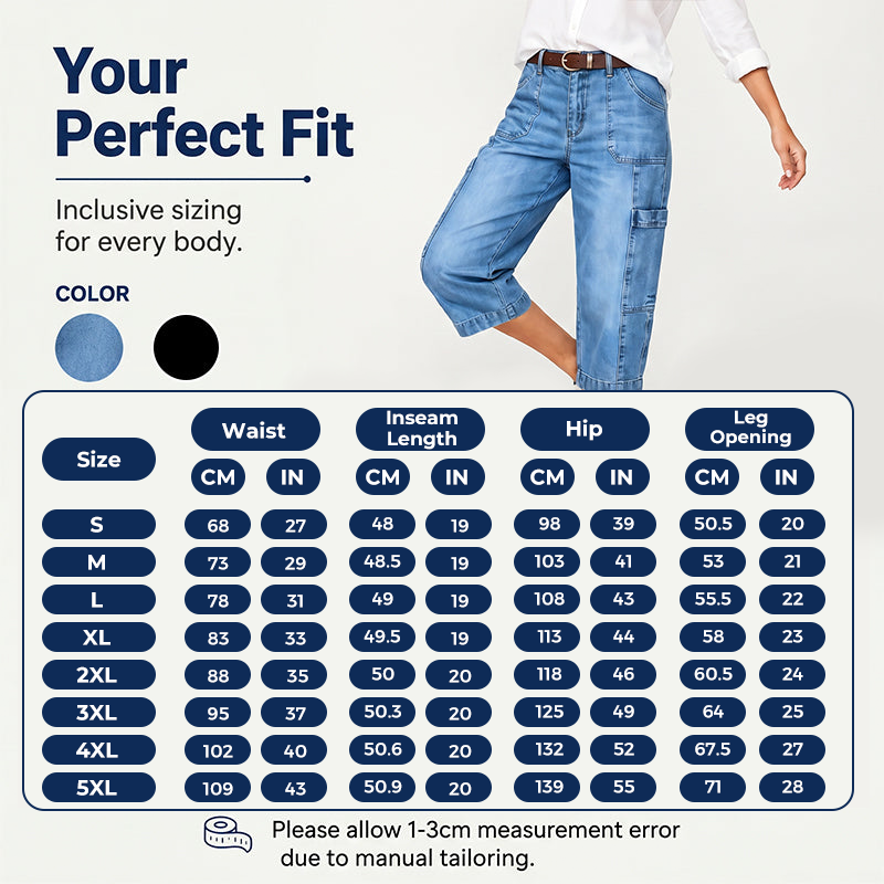 Barrel Leg Cropped Jeans – Breathable & Multi-Pocket Fit
