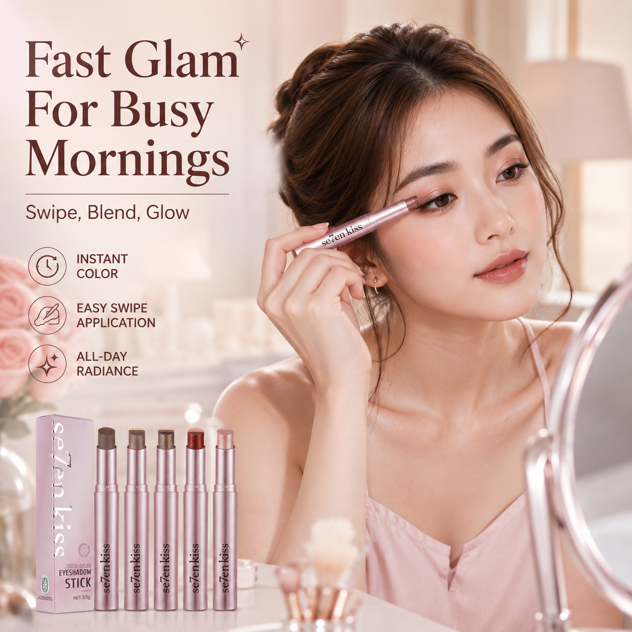 Blend Any Look Instantly! 3-in-1 No-Crease Eyeshadow Stick