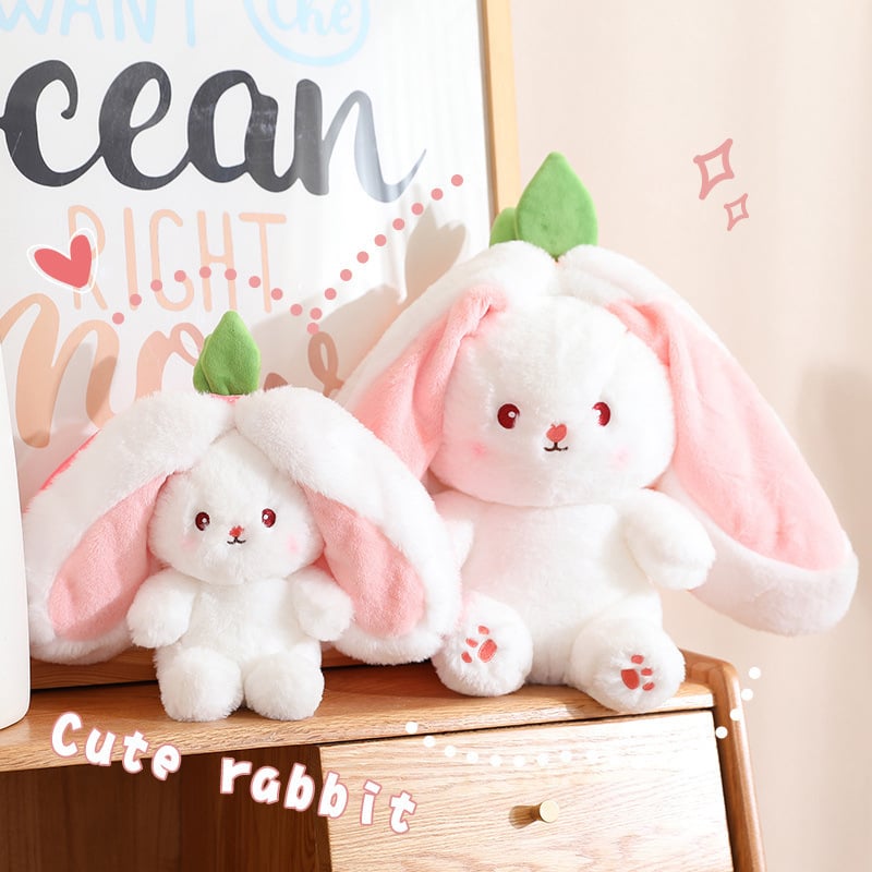 🍓 Hot Sale 🍓Strawberry Bunny Transformed into Little Rabbit🎀 Fruit Doll Plush Toy🐰