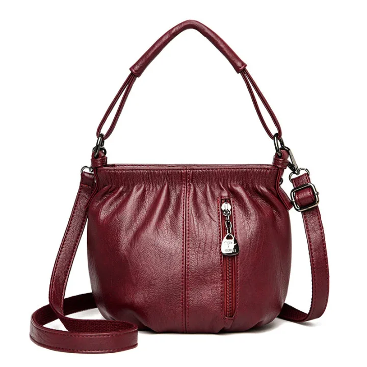 🔥Casual Pleated Bucket Soft Leather Handbag Shoulder Bag