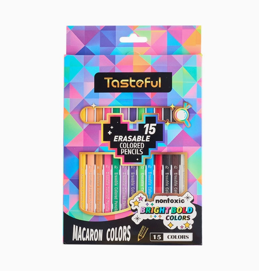 Color Freely, Erase Instantly! 50-Color No-Roll Erasable Pencils