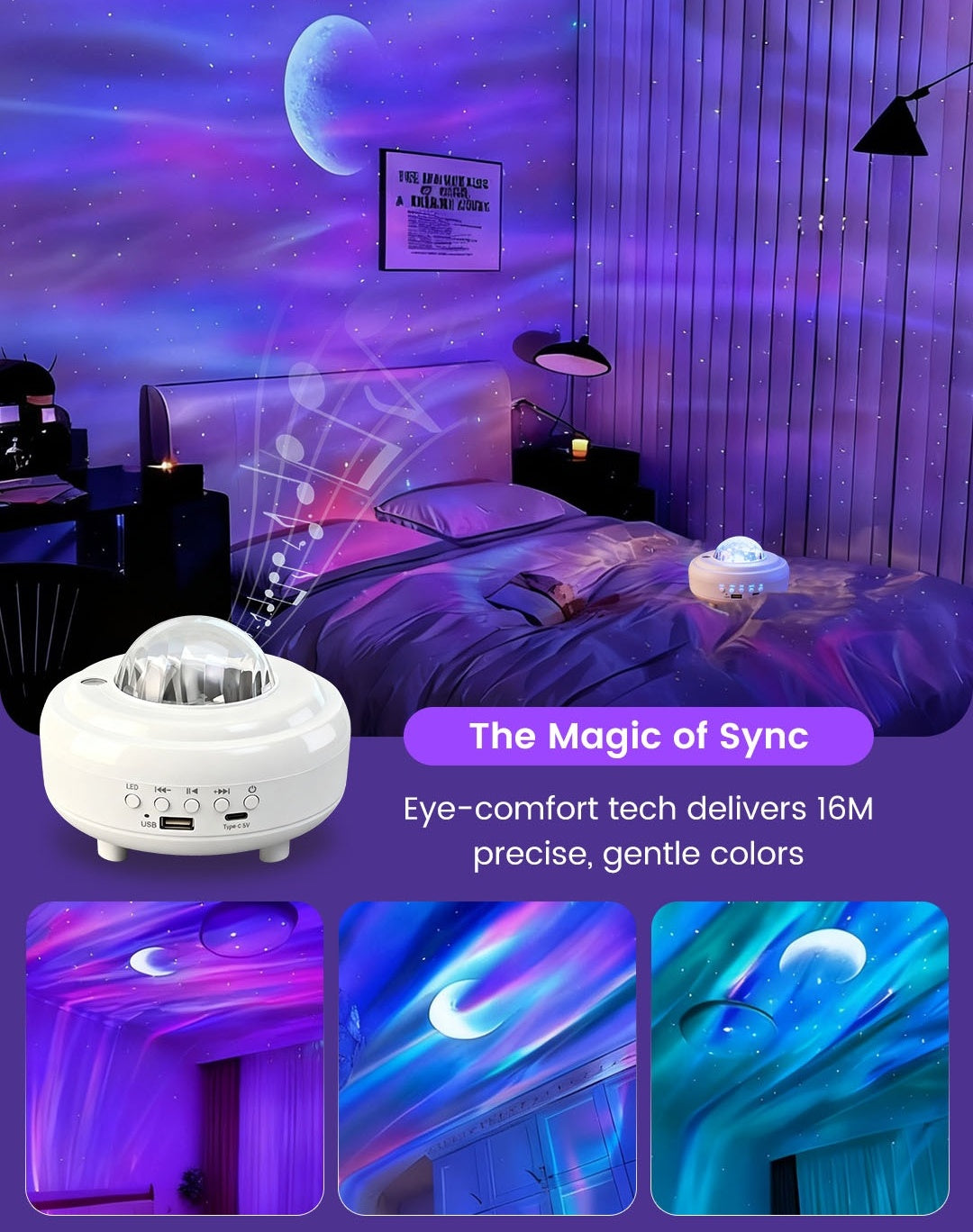See Northern Lights Instantly! Bluetooth Aurora Star Projector