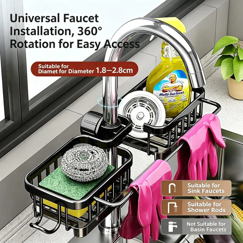 Organize Sinks Instantly! Rustproof Faucet Sponge Holder Rack