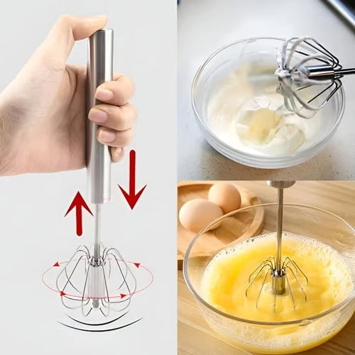 🔥 DON'T MISS 50% OFF! ⏰ Stainless Steel Semi-Automatic Eggbeater Easy Whisk – No Wrist Pain, Bidirectional Spin & Cordless ✨