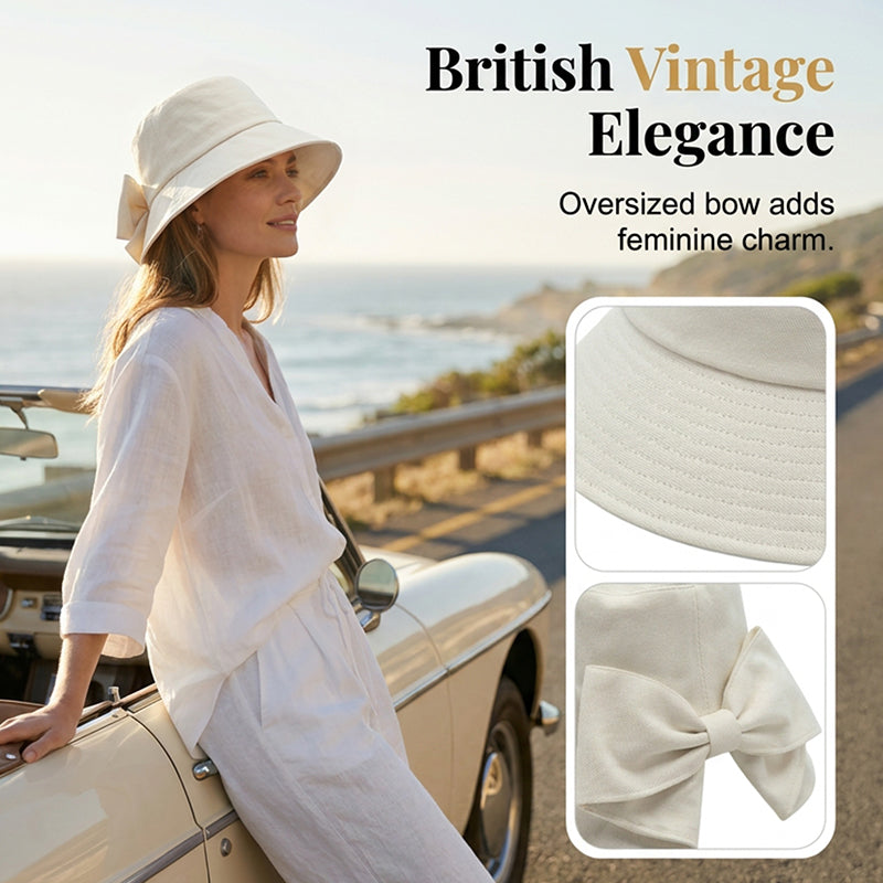 Limited stock ⏰️ Women's Bowknot Wide Brim Sun Protective Hat