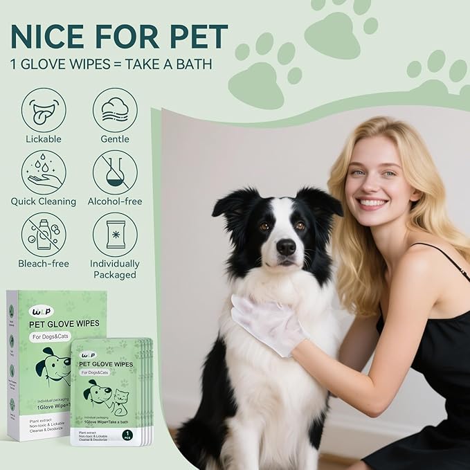 Pet Glove Wipes for Dogs & Cats – Clean Your Pet in Minutes Without a Bath