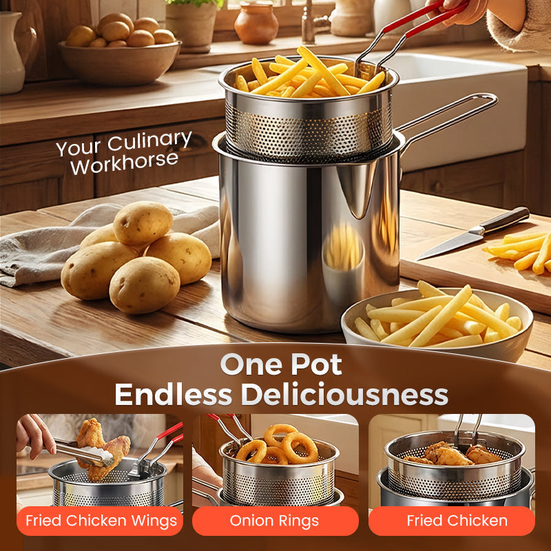Fry Crispy Food Instantly! No-Splash Oil-Saving Stainless Fryer