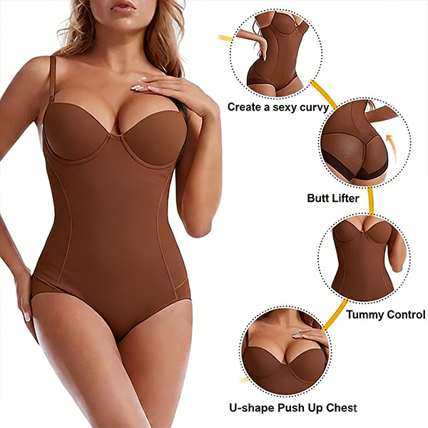 🔥 Hot Sale 50% OFF 🔥Shapewear Bodysuit with Bra|Ruched Slimming Adjustable Waist✨