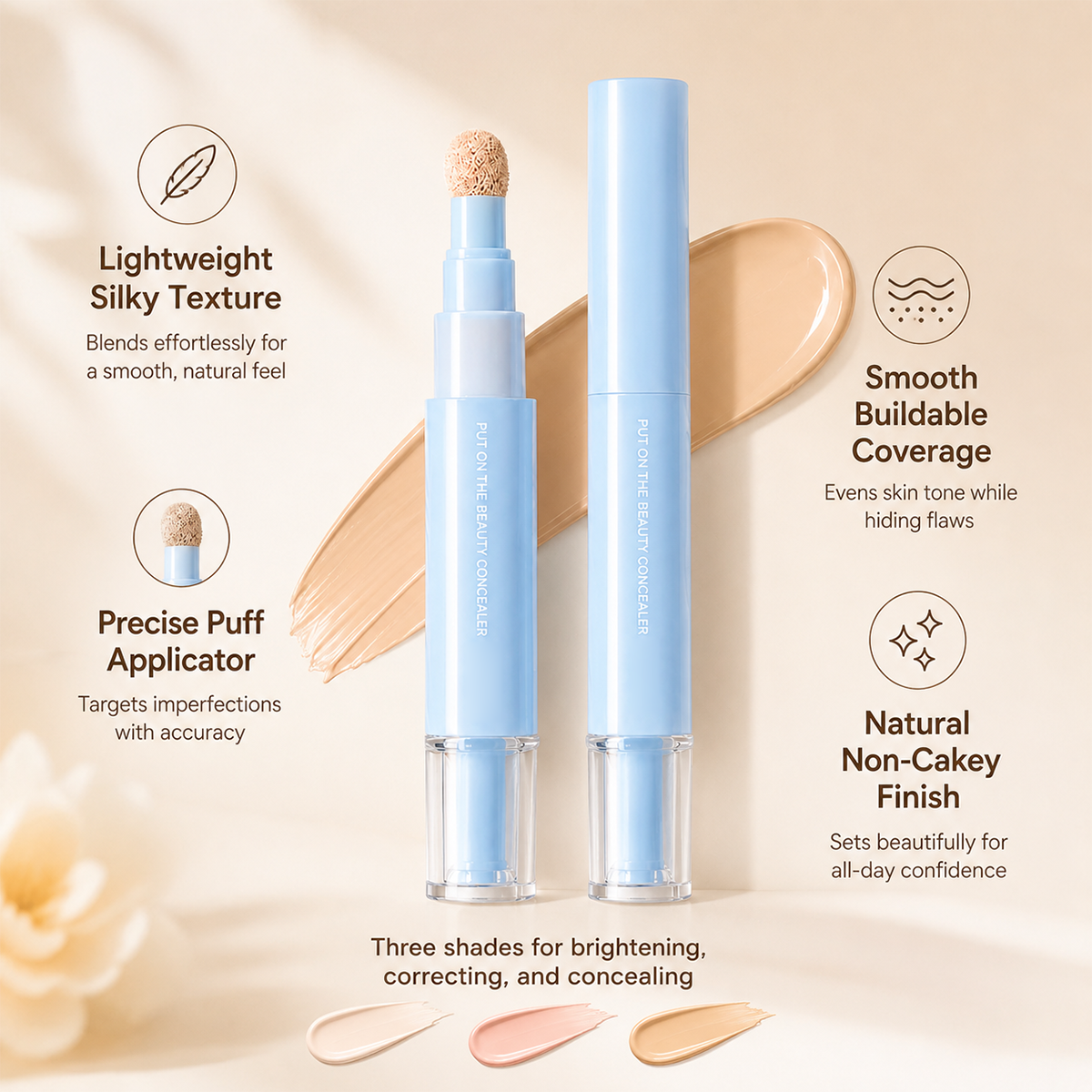🔥Buy 1 Get 1 Free 24H Full-Coverage Concealer Pen – Lightweight & Blendable Formula