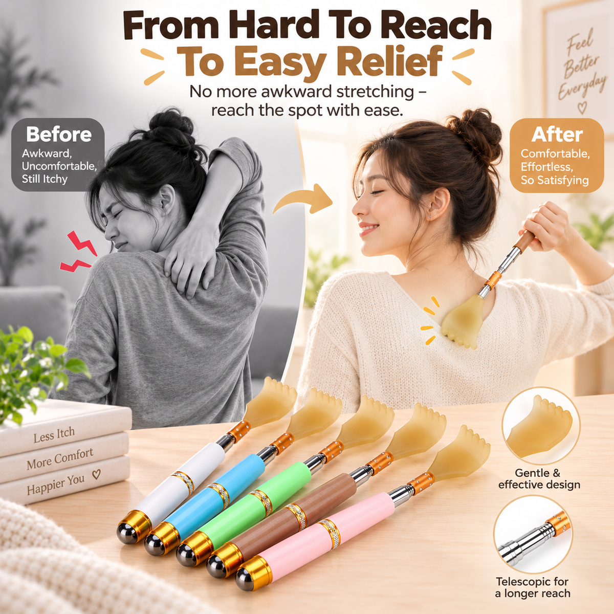 Retractable Stainless Steel Back Scratcher Portable Back Scraper