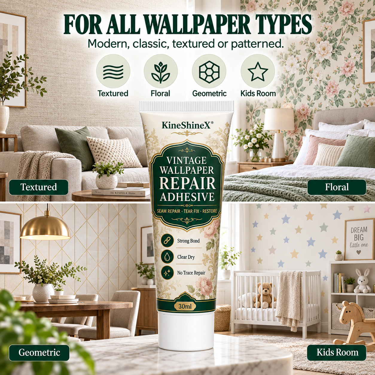 Fix Peeling Wallpaper Instantly! No-Mess Clear-Dry Repair Adhesive