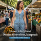Cotton-Blend Denim Jumpsuit – Sleeveless, Wide-Leg & Breathable