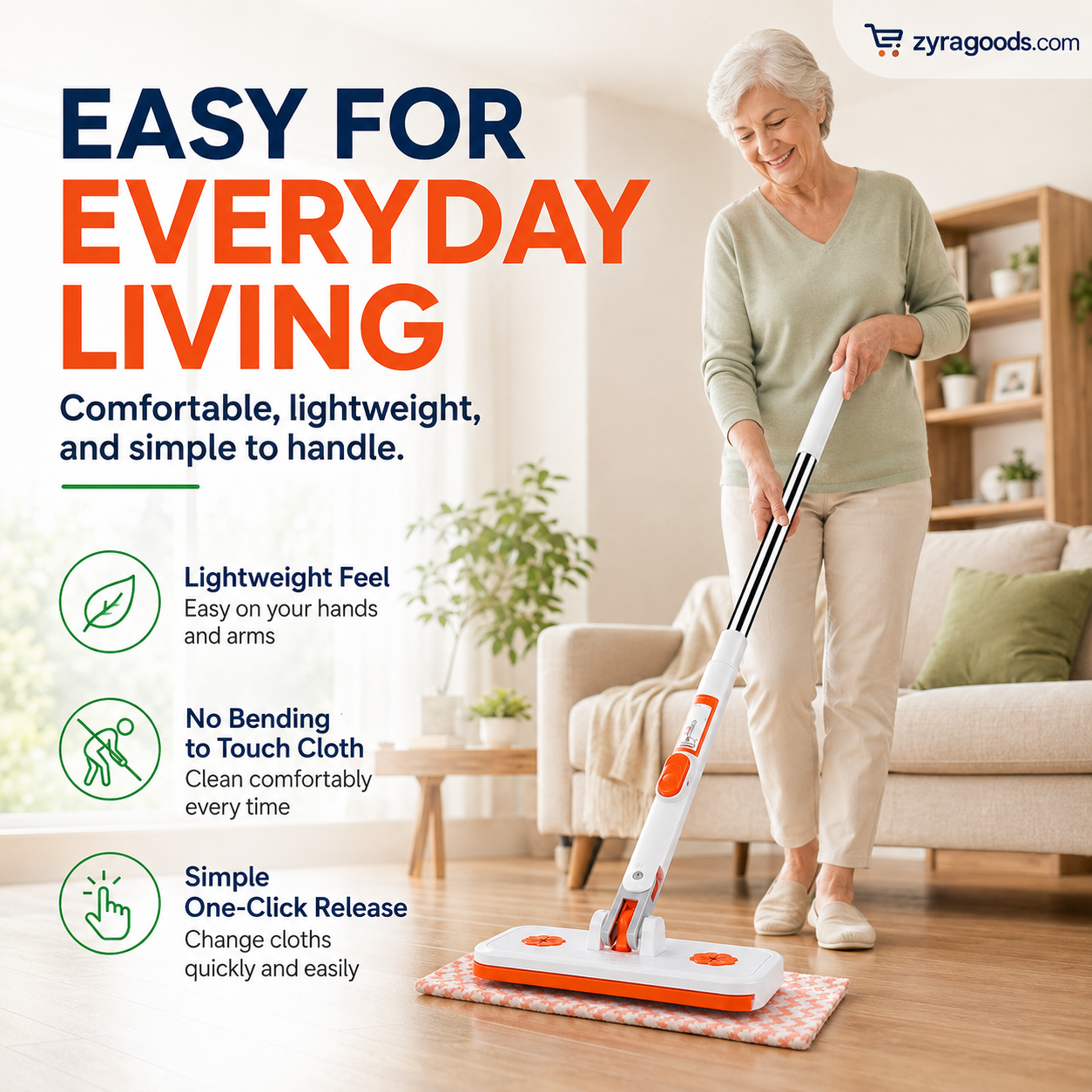 Multi-Functional Hands-Free Clip Flat Mop