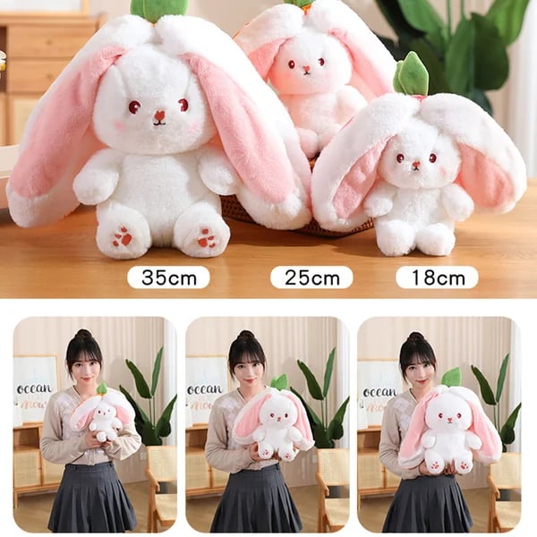 🍓 Hot Sale 🍓Strawberry Bunny Transformed into Little Rabbit🎀 Fruit Doll Plush Toy🐰