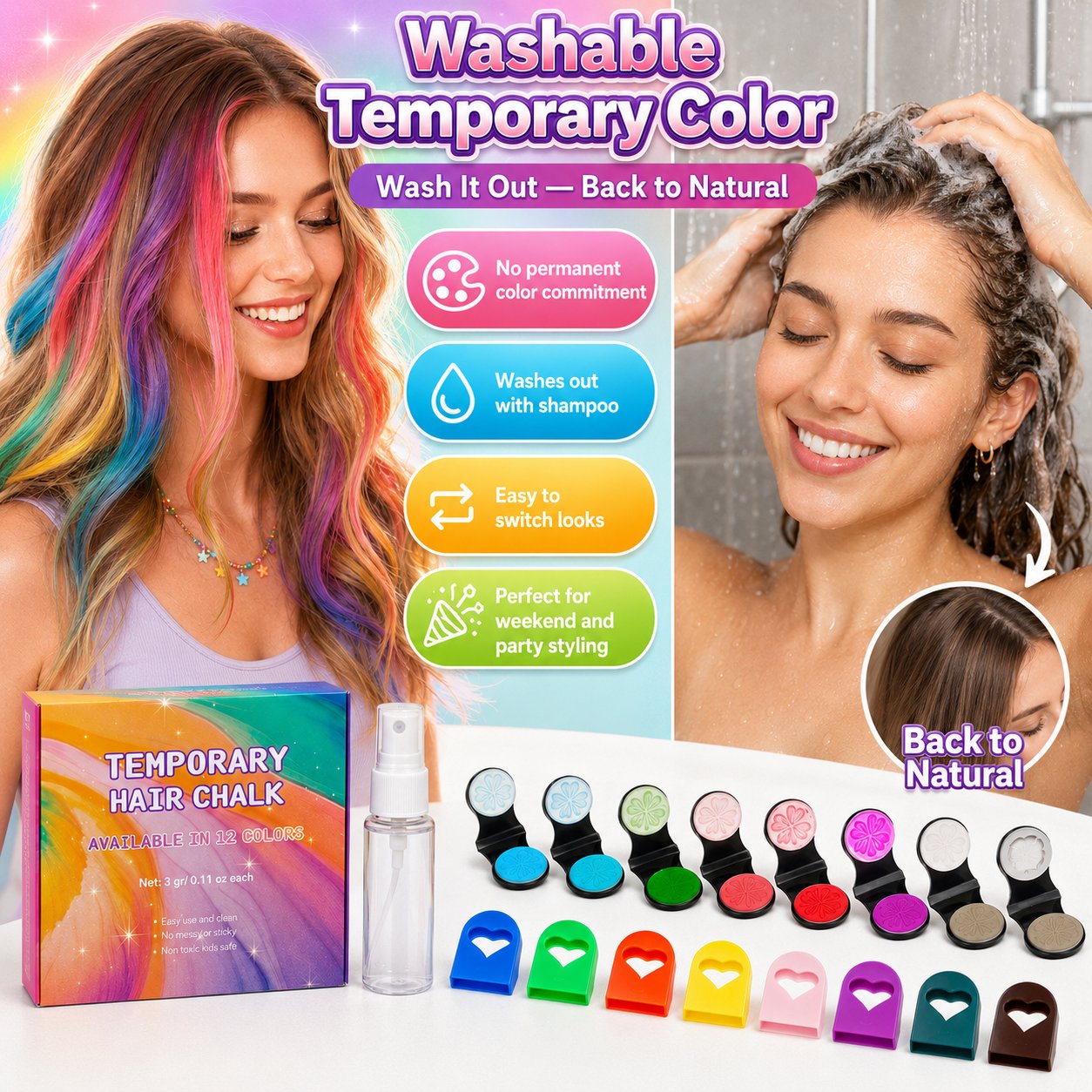 Hair Chalk – 12 Shades, Zero Commitment
