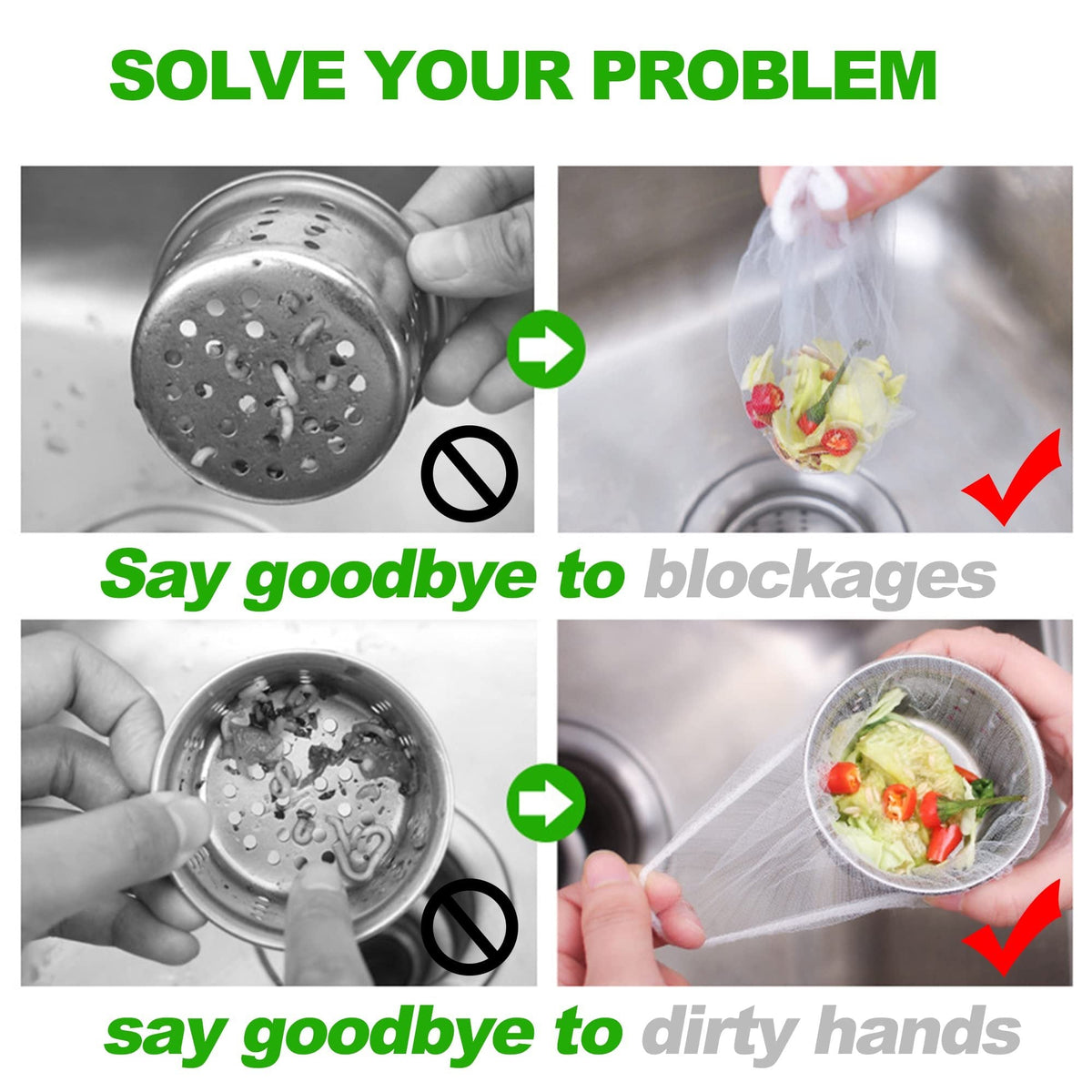 Stop Sink Clogs Instantly! Disposable Mesh Drain Filter Bags