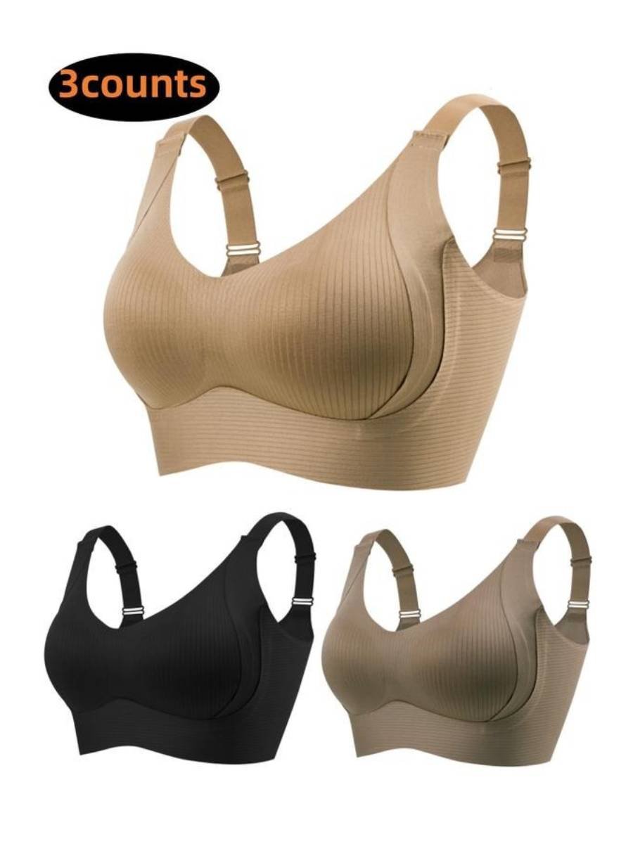 💕 Buy More Save More 💕 Subtle Striped Seamless Bra with W-Support – Comfort & Style!
