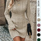 ⏰💃Last Day 50% OFF❄️🖤Women's Winter Plain Round Neck Cable Knit Bodycon Sweater Dress