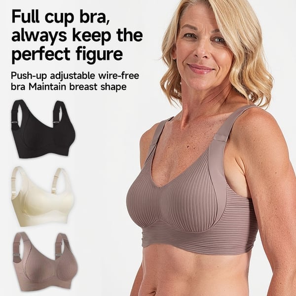 💕 Buy More Save More 💕 Subtle Striped Seamless Bra with W-Support – Comfort & Style!