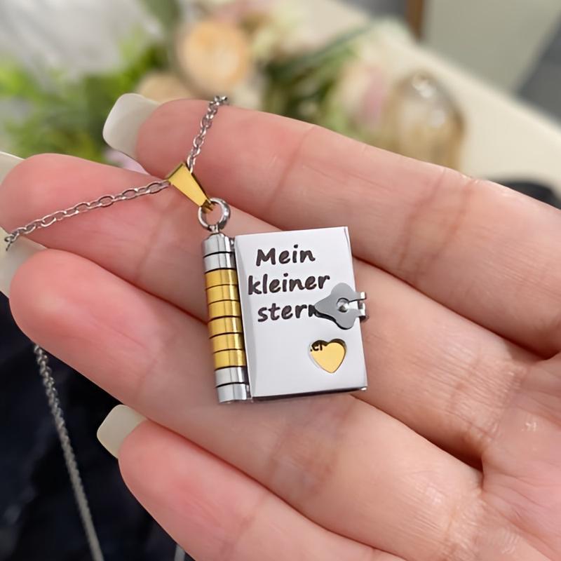 Keep Loved Ones Close Instantly! Engraved Heart Book Locket Necklace