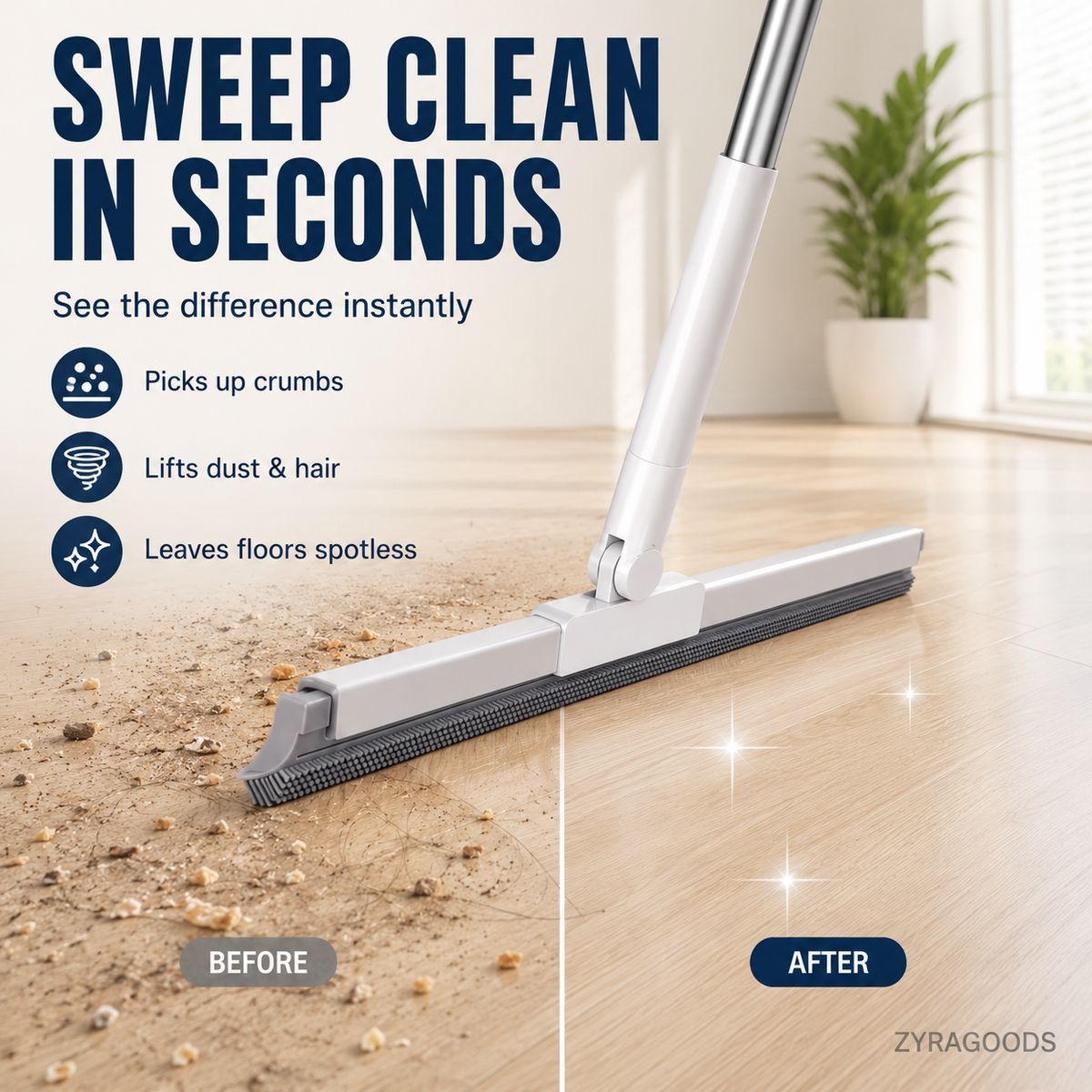 Sweep & Scrape Instantly! Double-Sided Silicone Multi-Purpose Broom