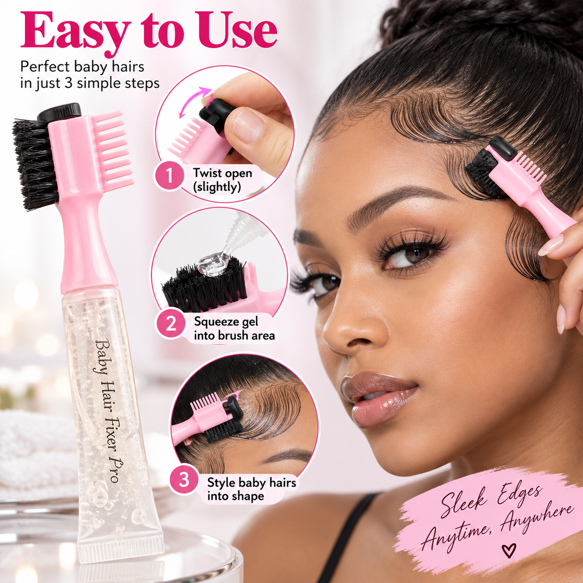 Smooth Edges Instantly! Brush-In Edge Control Gel Kit