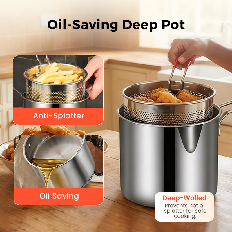 Fry Crispy Food Instantly! No-Splash Oil-Saving Stainless Fryer