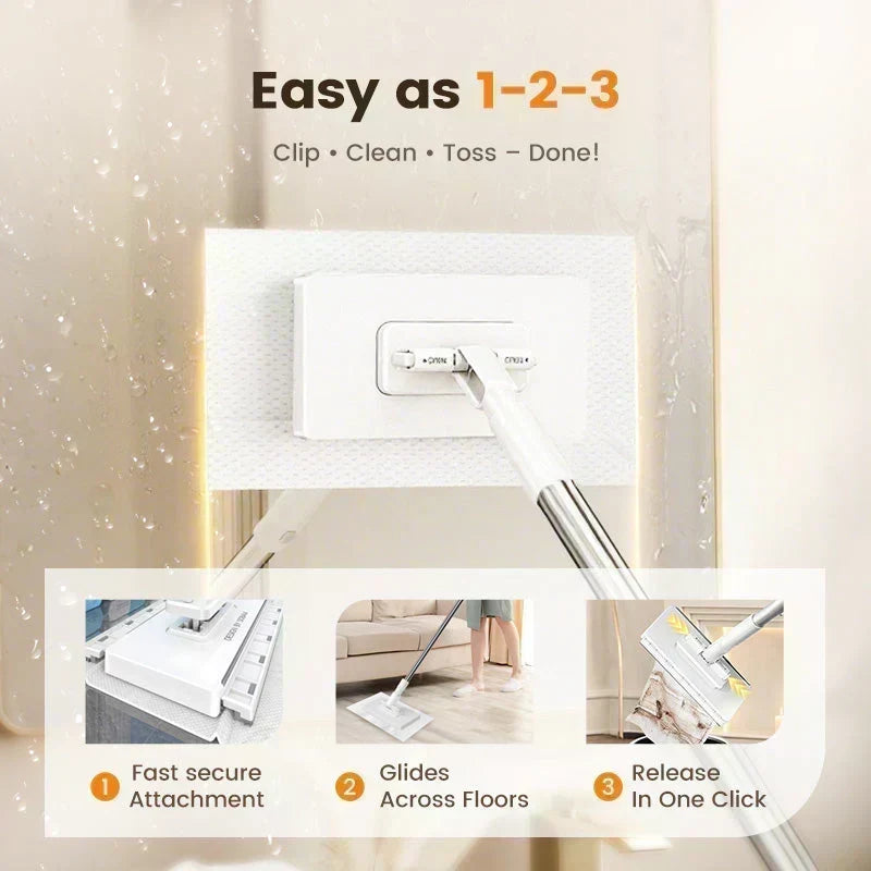 ⏳Time-Limited Special⏰Extendable Telescopic Disposable Flat Clip Mop, 360° Swivel Lightweight Floor Mop -✨Multi-purpose Cleaner for Hardwood, Tile, Kitchen & Bathroom