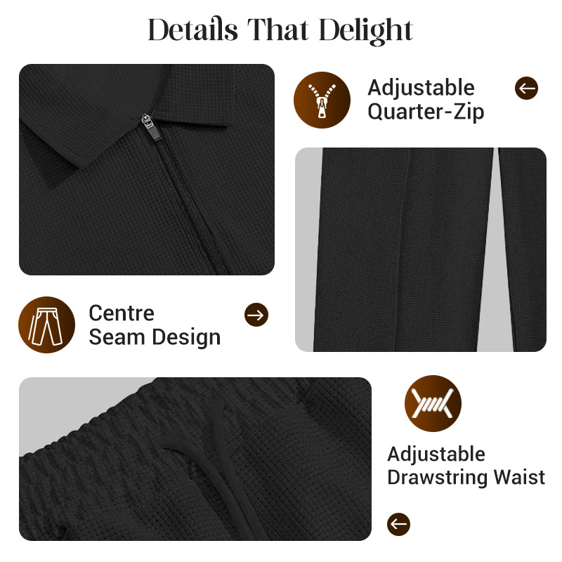 💥 Men’s Waffle Knit Sweatshirt & Straight-Leg Pants Set – Cozy, Breathable & Effortlessly Stylish 👕👖