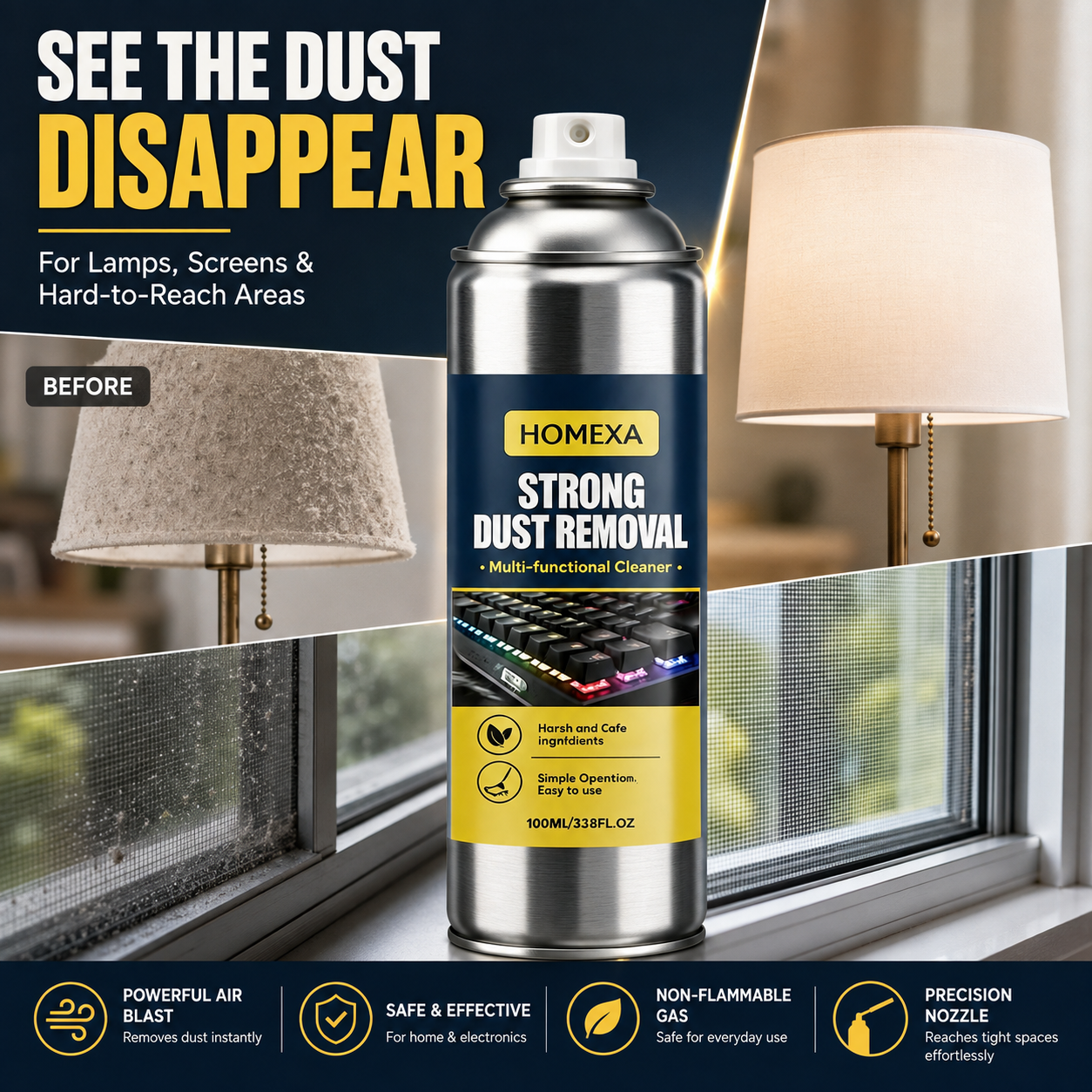 Compressed Air Duster – Precision Nozzle & No-Touch Cleaning Design