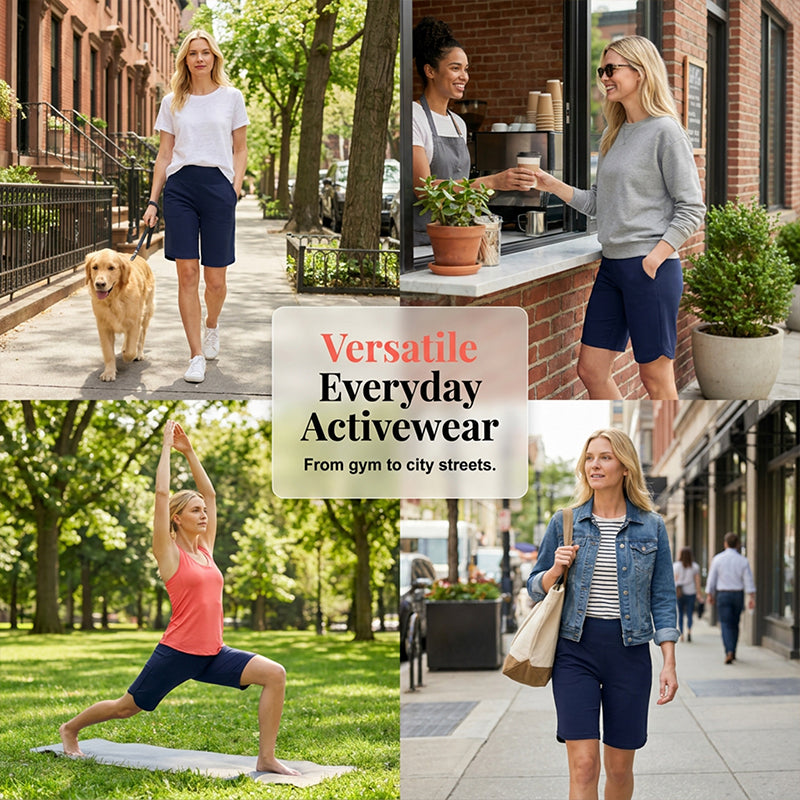 High-Waist Bermuda Shorts – Tummy Control & 4-Way Stretch