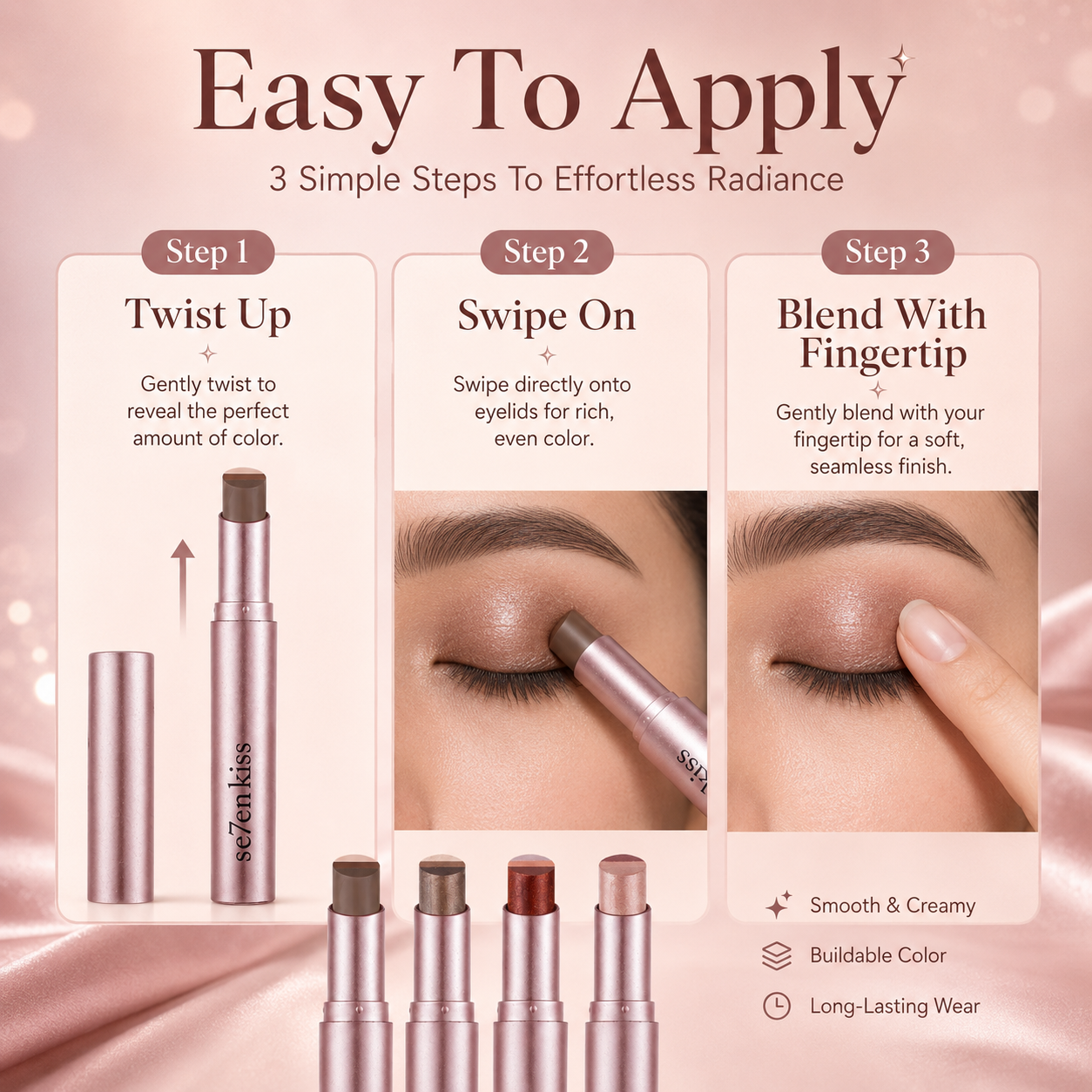 Blend Any Look Instantly! 3-in-1 No-Crease Eyeshadow Stick