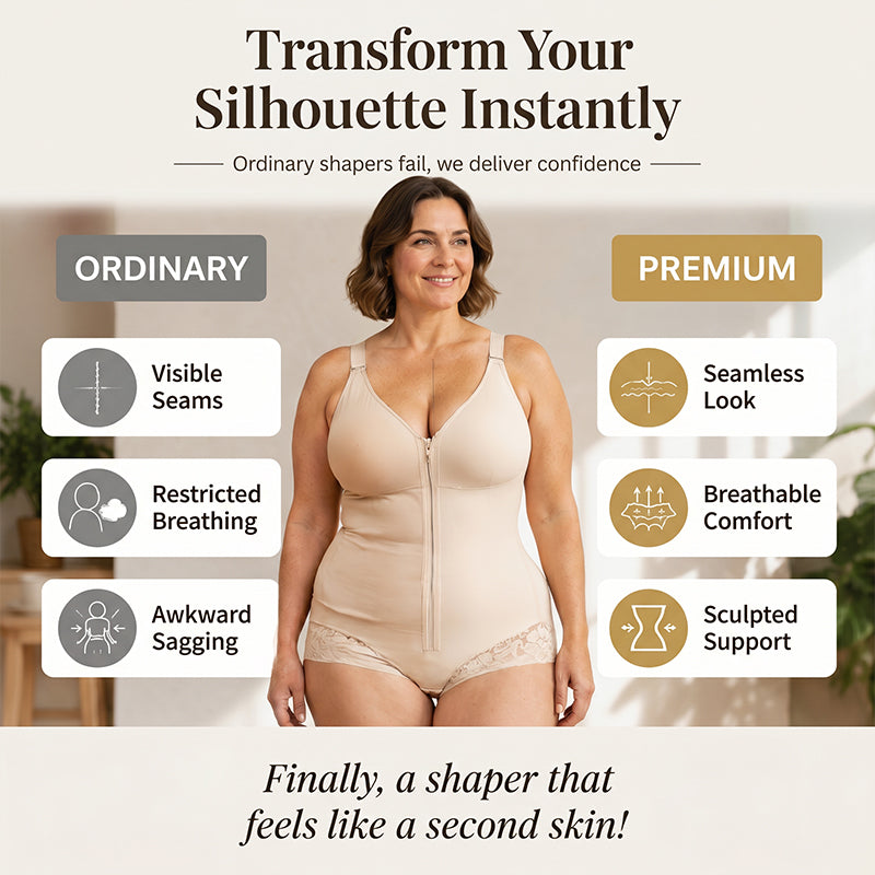 Zip-Up Shapewear Bodysuit – 360° Sculpt & Anti-Slip Lace