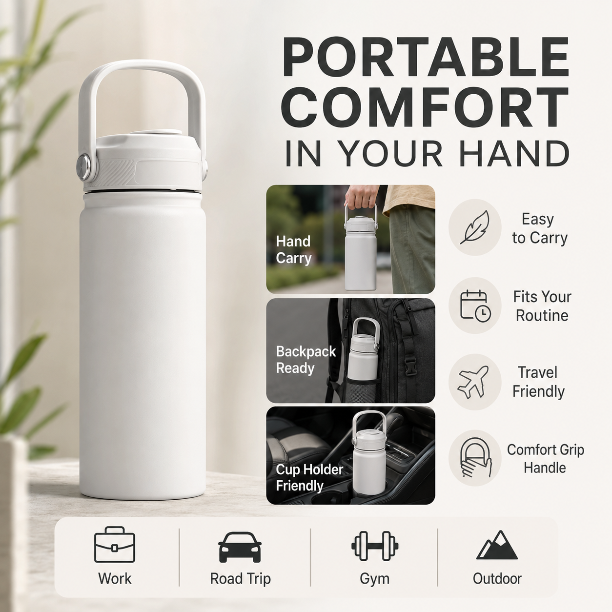 Double-Wall Vacuum Bottle – Leak-Proof & Wide Mouth Design